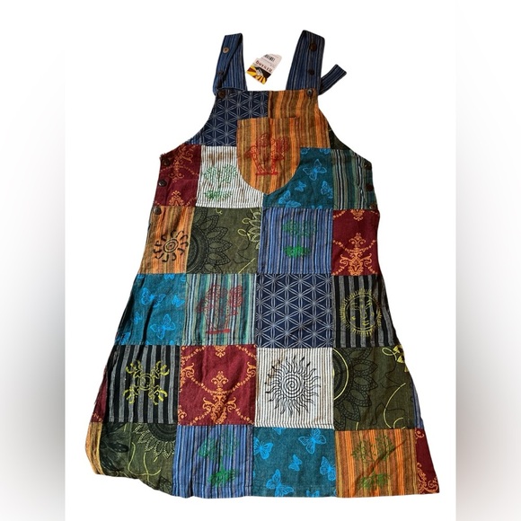 Rising International Boho Patchwork Pinafore/Jumper, 100% Cotton - NWT - Picture 1 of 8